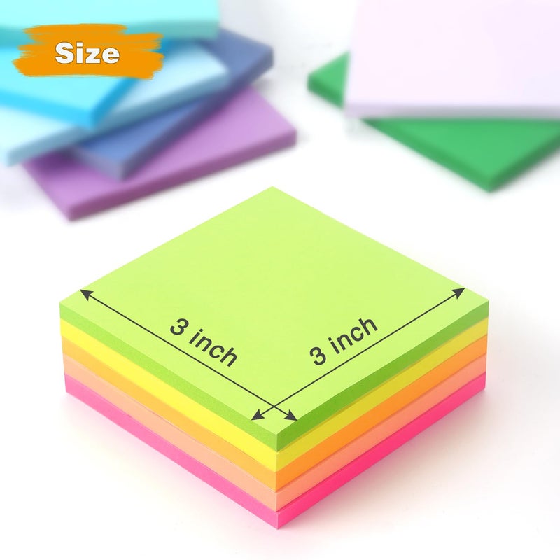 OSBOO 12 Pack Bright Colors Sticky Notes 3x3 Inch, Strong Sticky Self-Adhesive Notepads, 50 Sheets/Pad, 12 Multicolor for Office, School, and Home Organization - Image 3